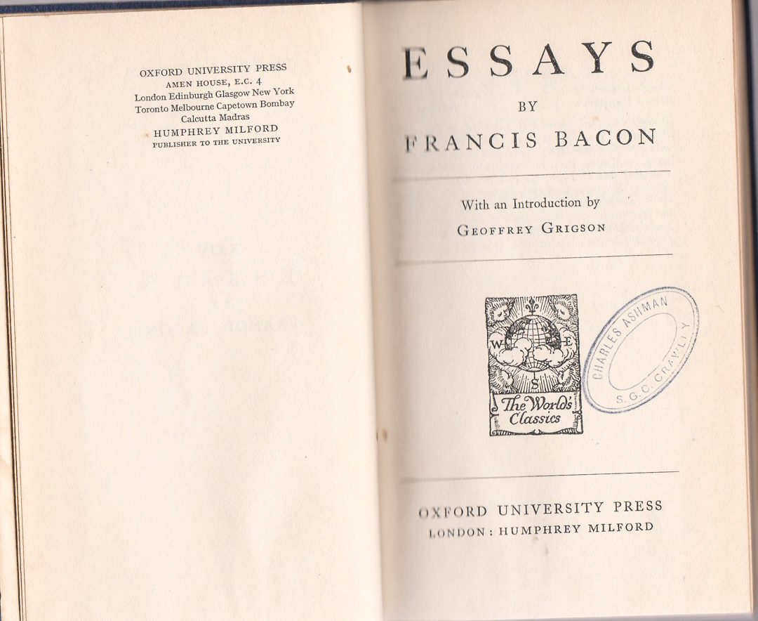 the only essay on bacon which is personal is